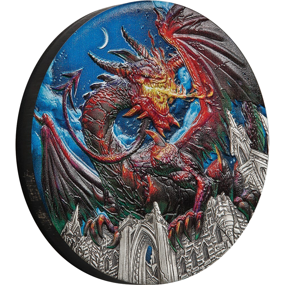 2023 $5 Dragon 5oz Silver Antiqued Coloured Coin