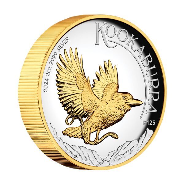 2024 $2 Australian Kookaburra 2oz Silver Proof High Relief Gilded Coin