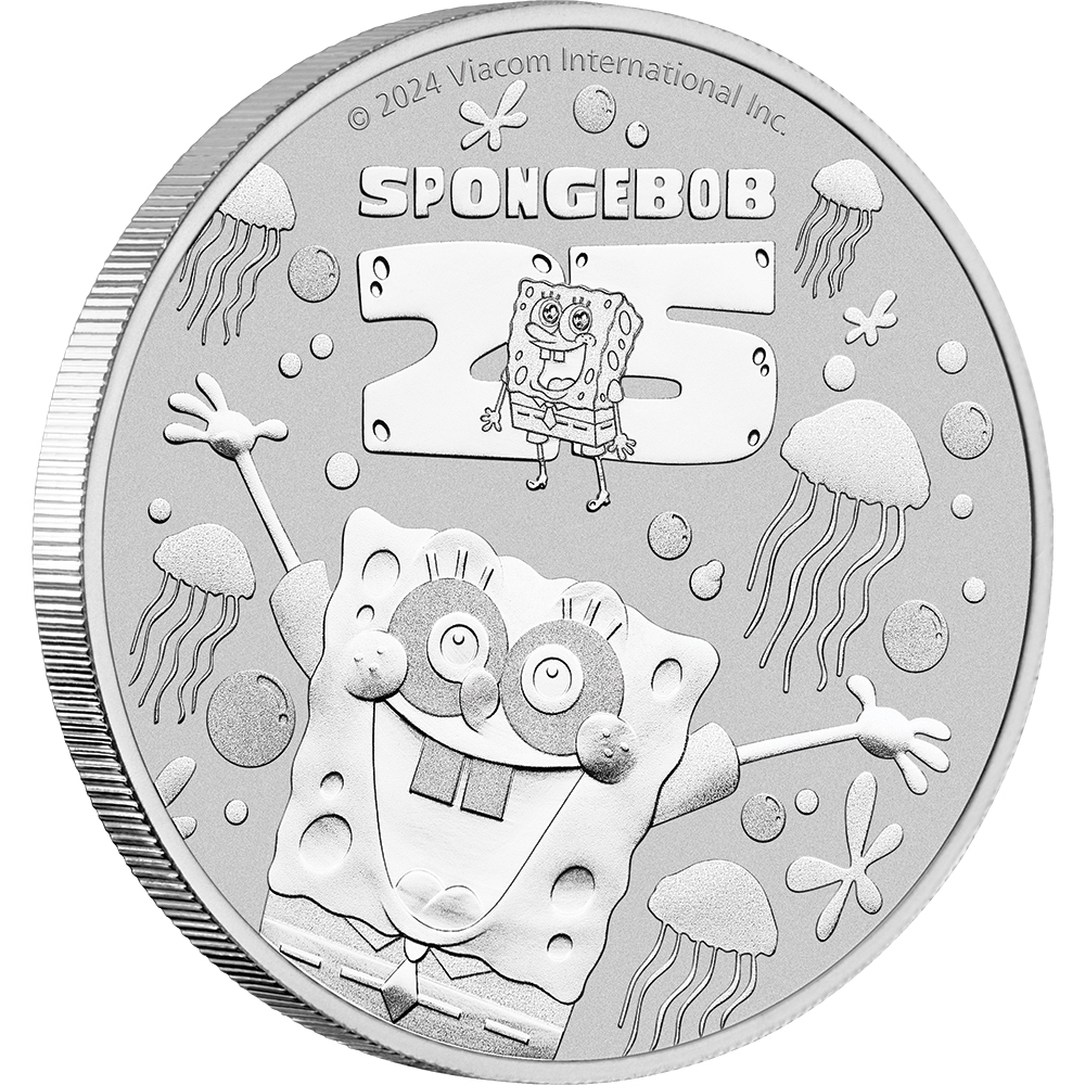 2024 $1 Spongebob Squarepants 1oz Silver Coin in Card