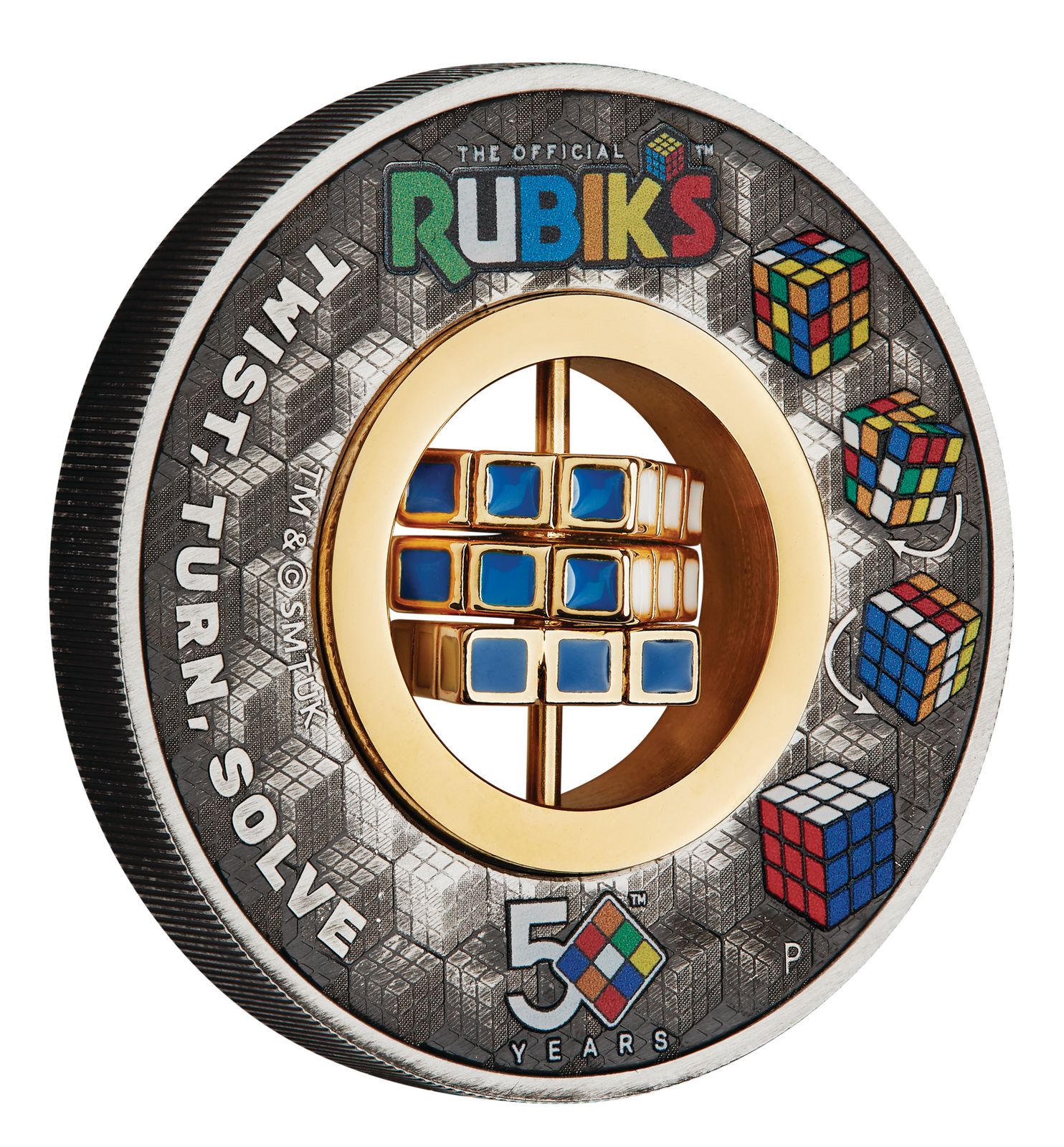 2024 $2 Rubik's Cube 50th Anniversary 2oz Silver Antiqued Coloured Coin