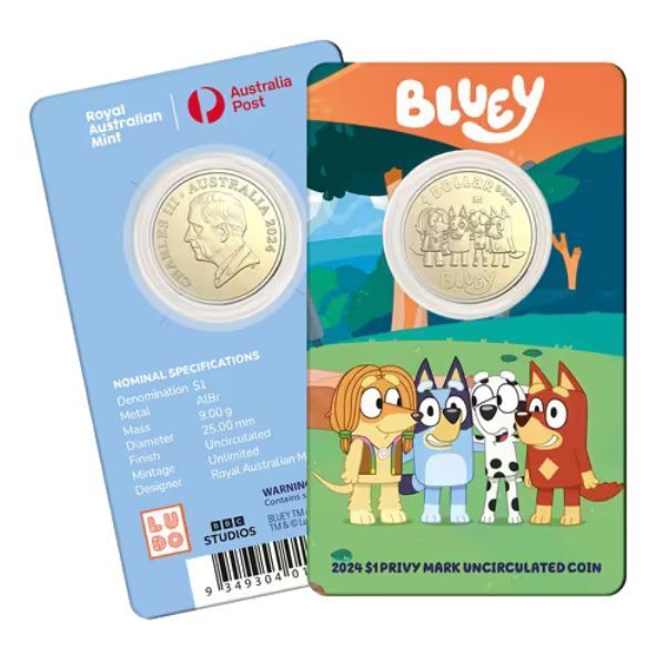 2024 $1 Bluey and Friends Privy Mark Coin in Card 