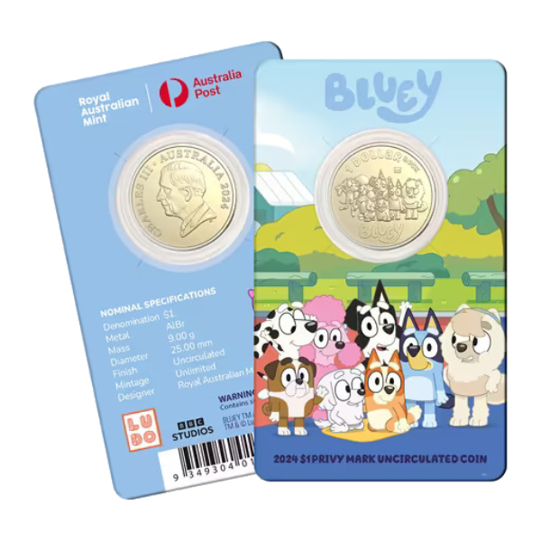 2024 $1 Bluey, Bingo and Friends Privy Mark Coin in Card