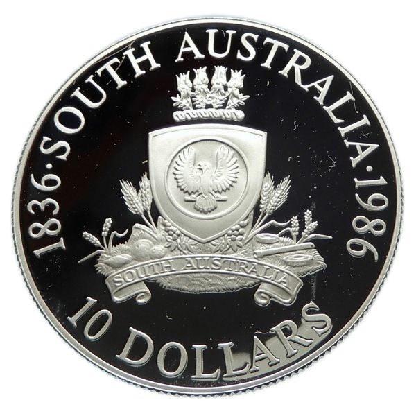 1986 $10  South Australia Silver Uncirculated Coin in 2x2 Flip