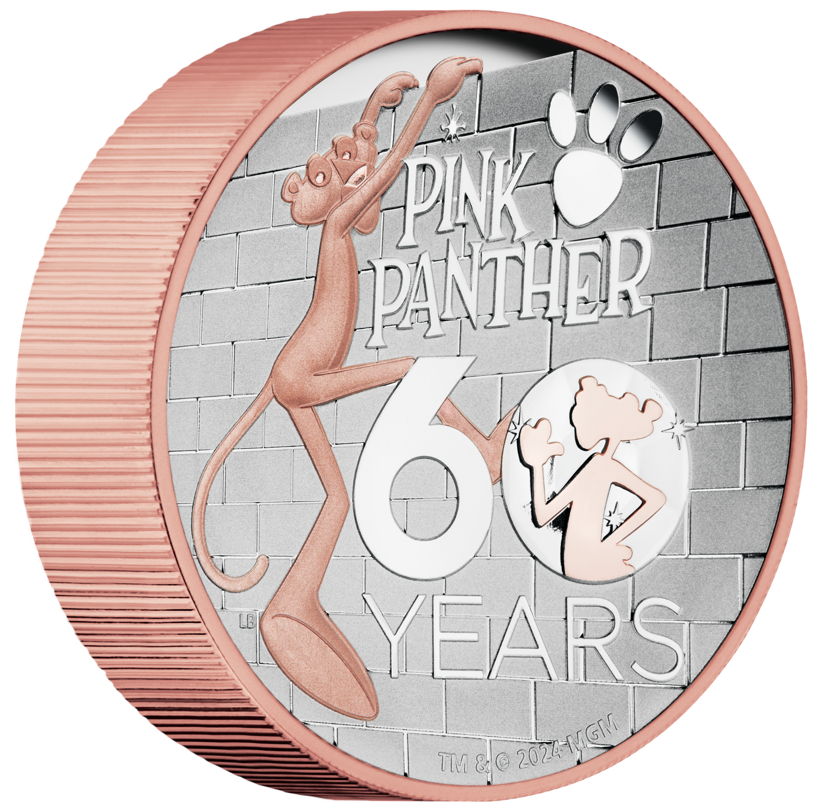 2024 Pink Panther 60th Anniversary 5oz Silver Proof High Relief Gilded