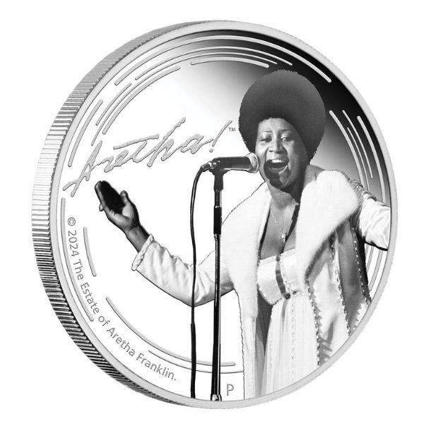 2024 Aretha Franklin 1oz Silver Proof Coloured Coin