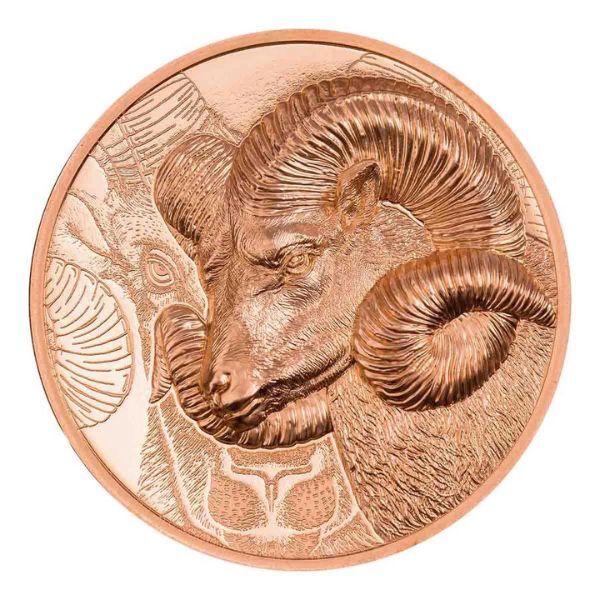 2022 Wild Mongolia 250T Argali Ultra High Relief Copper Prooflike Coin