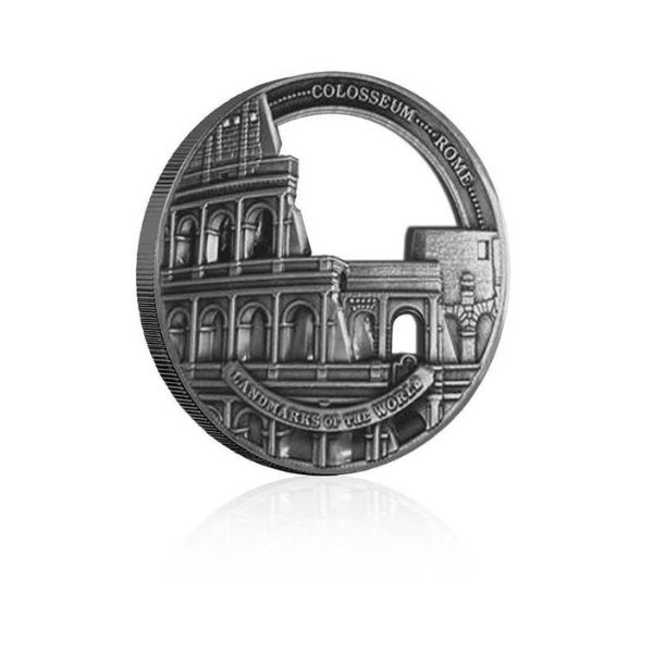 2022 50c Landmarks Colosseum Iron Antiqued High Relief Coin