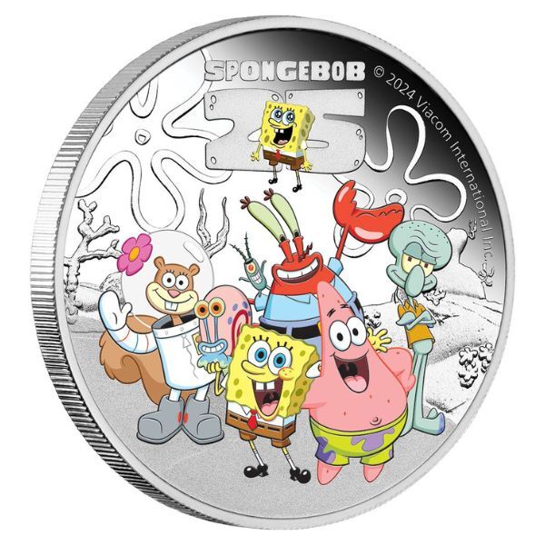 2024 $1 SpongeBob SquarePants – SpongeBob and Friends 1 Oz Silver Proof Coloured Coin