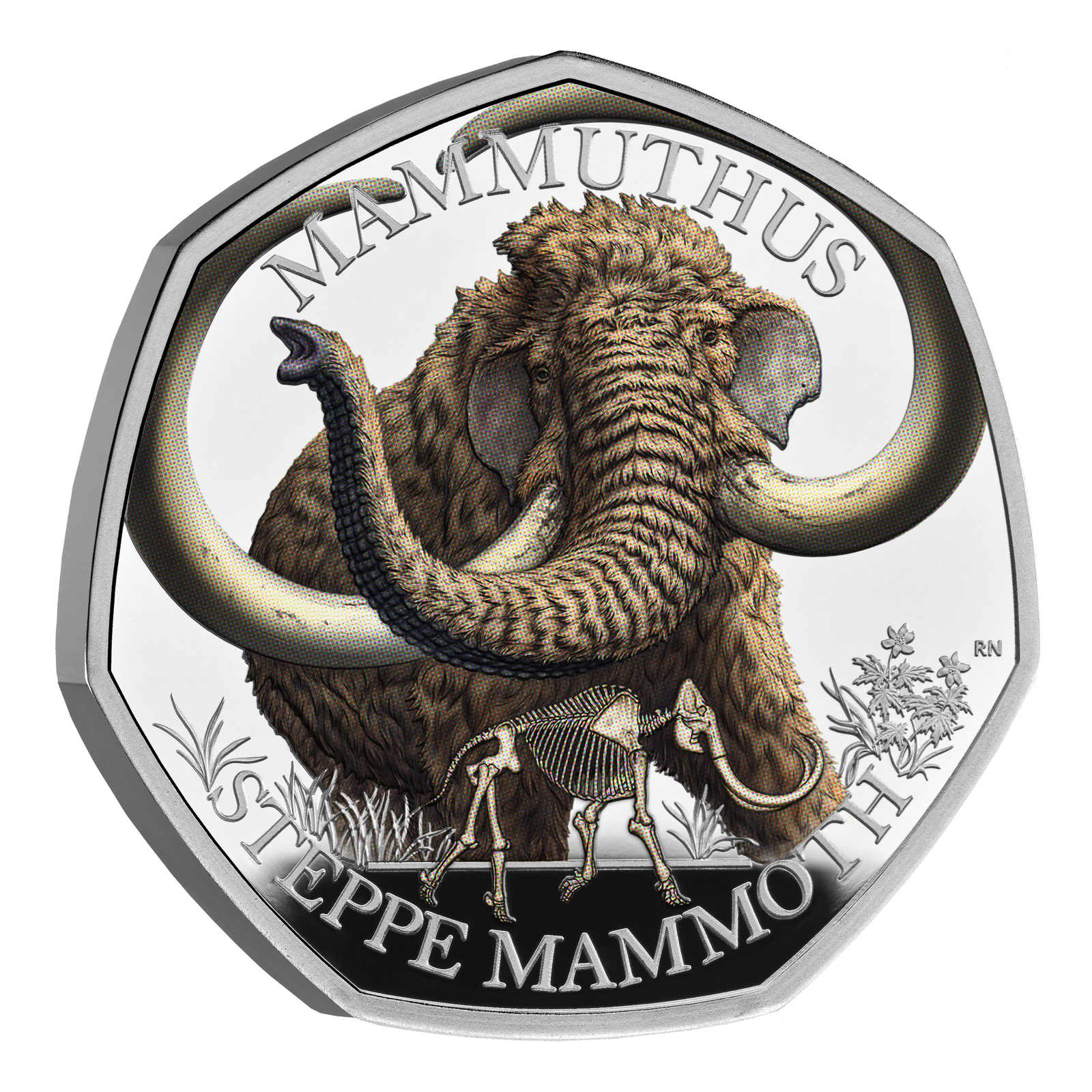 2024 50p Ice Age Giants Steppe Mammoth UK Silver Proof Colour Coin