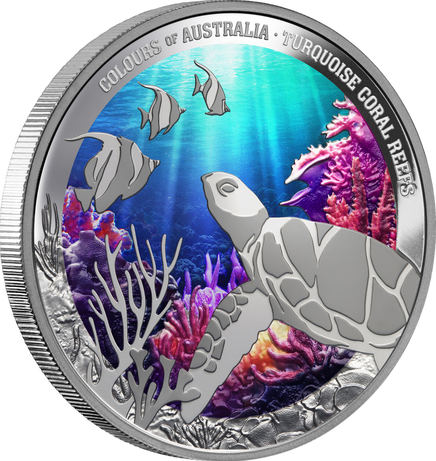 2025 $1 Coa Turquoise Coral Reefs 1 Oz Silver Proof Coin