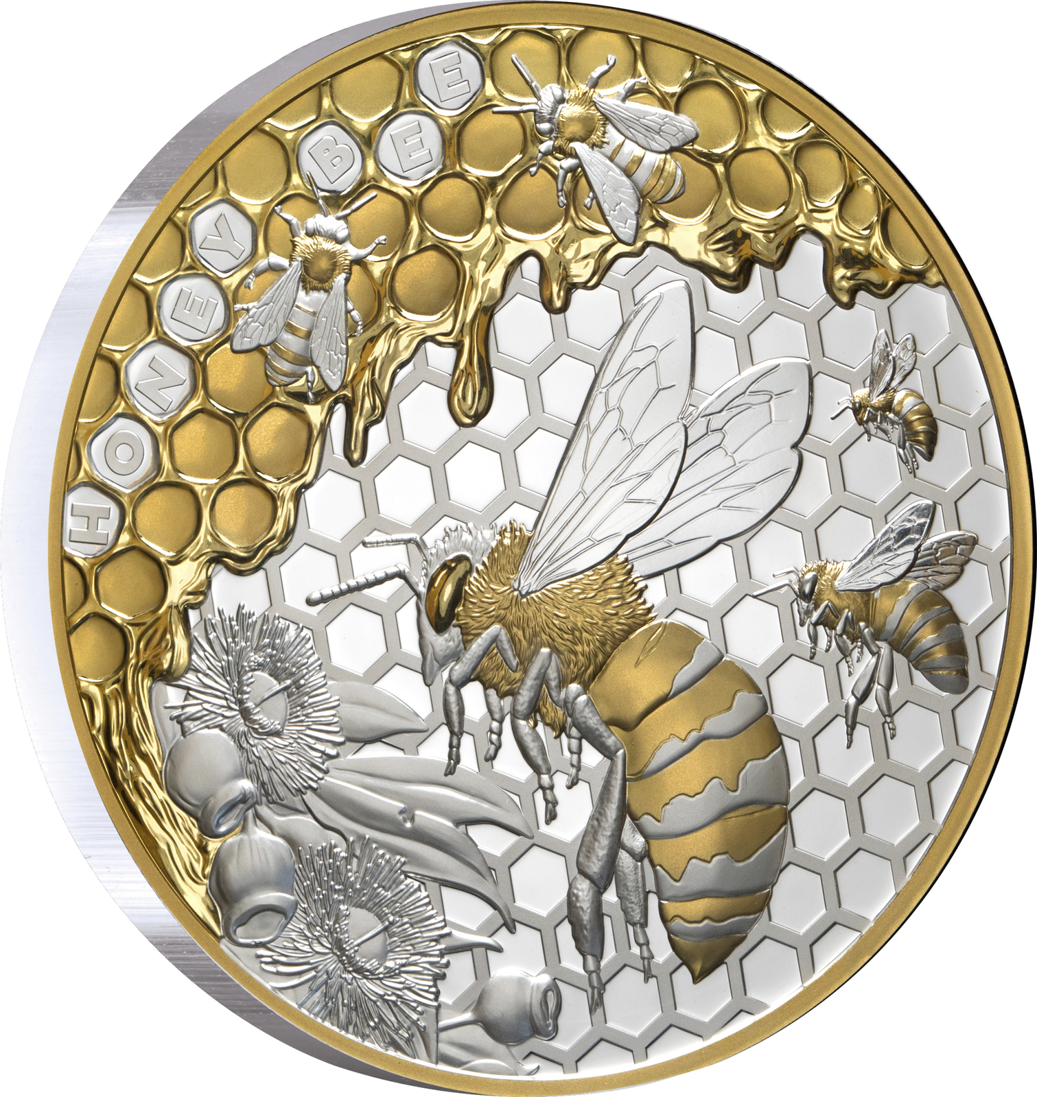 2025 $10 Honey Bee 5 Oz Gold-Plated Silver Proof Coin