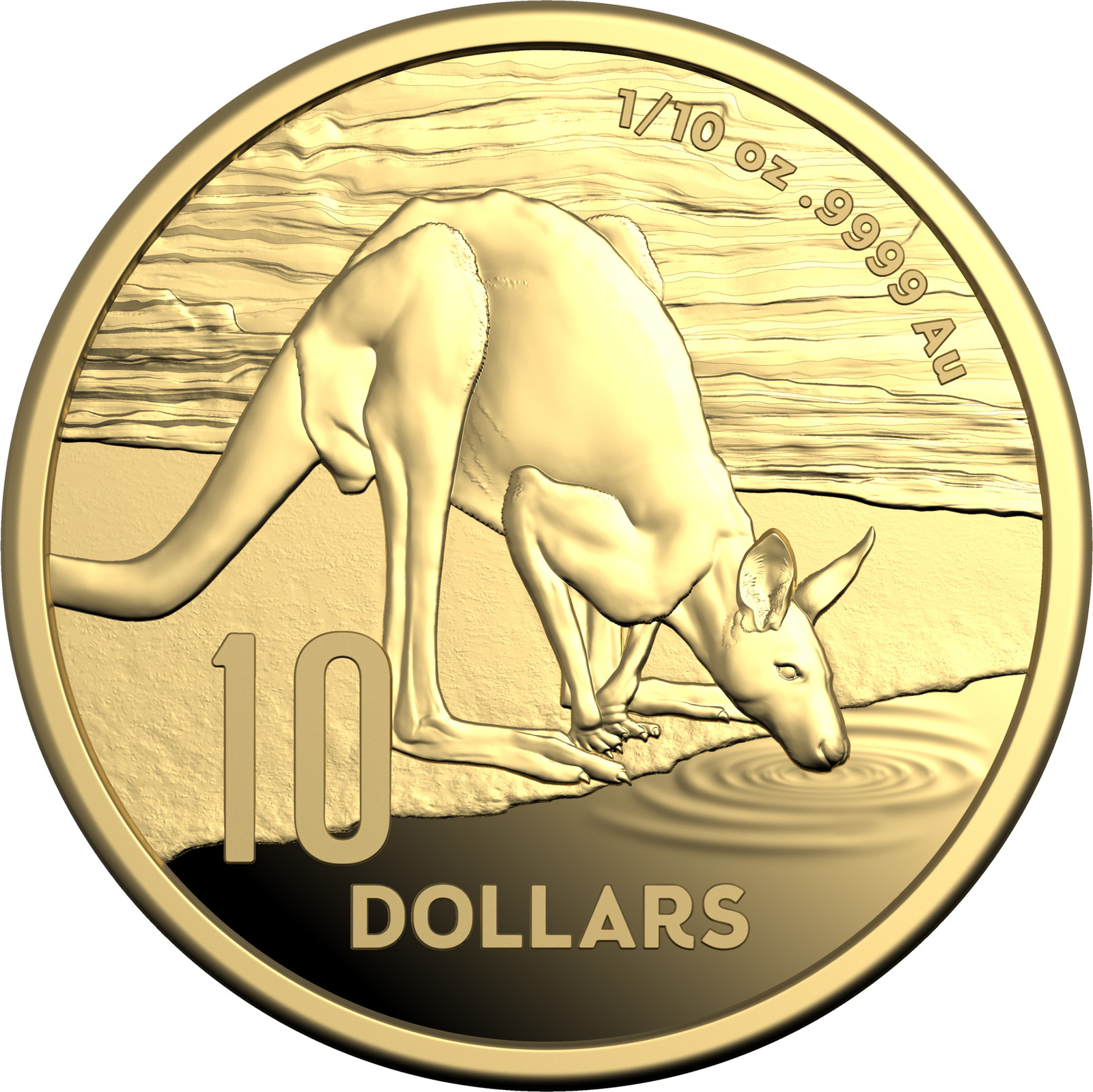 2024 $10 Desert Life - Kangaroo Series 1/10 Oz Gold Proof Coin