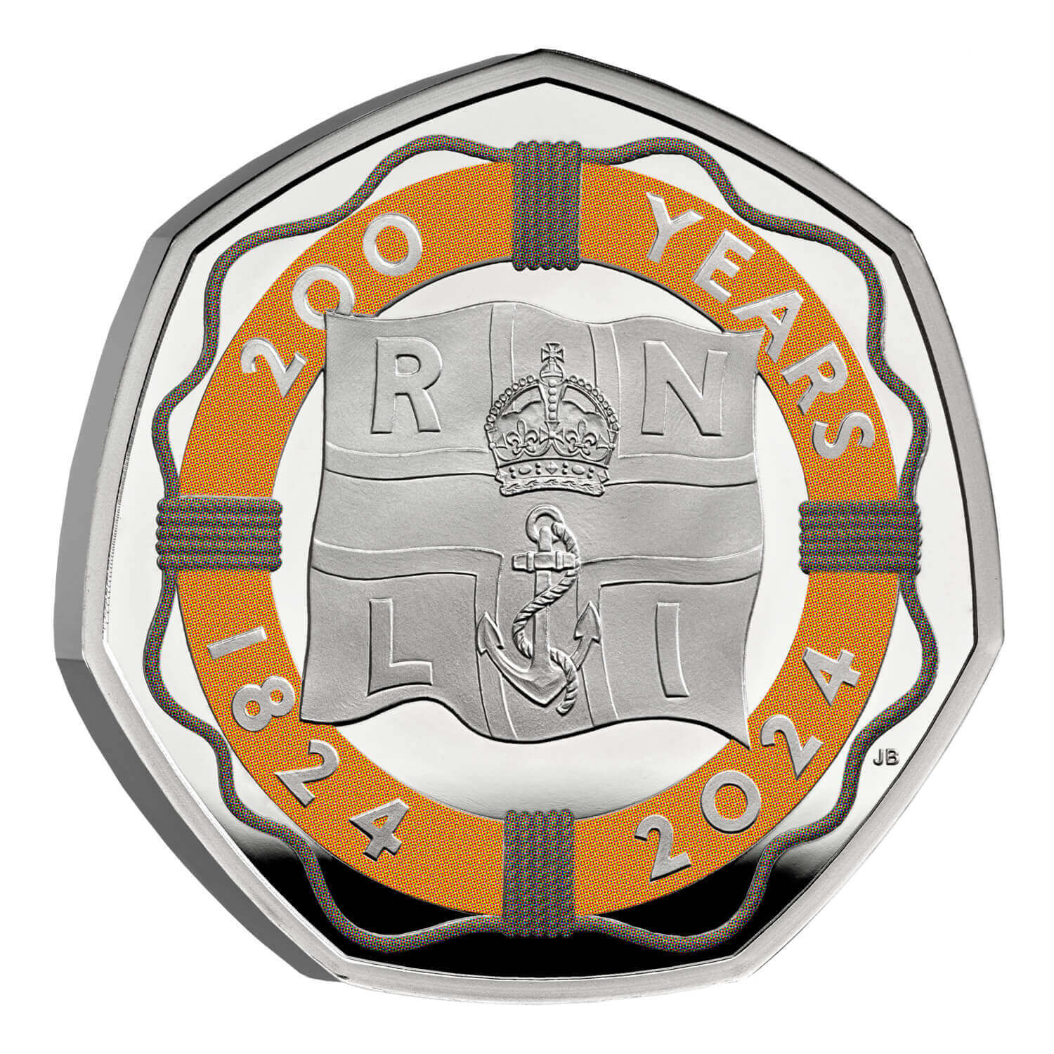 2024 50p 200 Years of the RNLI UK Silver Proof Piedfort Colour Coin