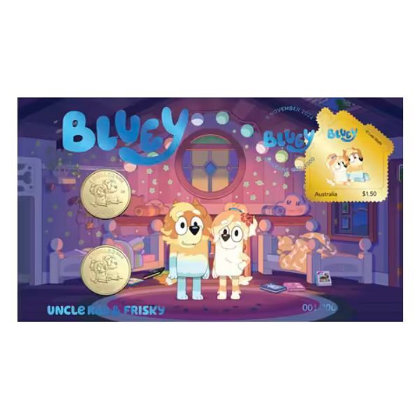 2024 Bluey Limited Edition 2-Coin and Minisheet Collection – Uncle Rad and Frisky