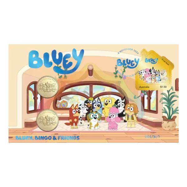  2024 Bluey Limited Edition 2-Coin and Minisheet Collection – Bluey, Bingo and Friends