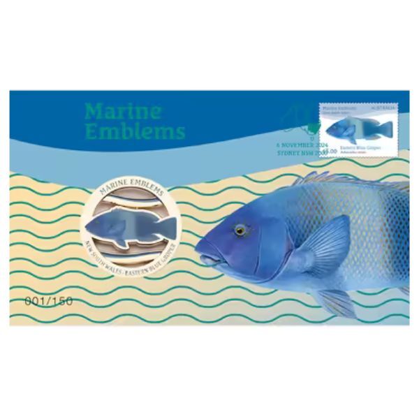 2024 New South Wales  Eastern Blue Groper Marine Emblems Limited-Edition Medallion Cover 