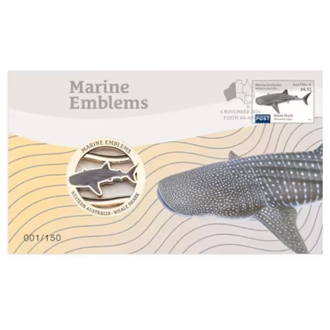 2024 Western Australia Whale Shark Marine Emblems Limited-Edition Medallion Cover 