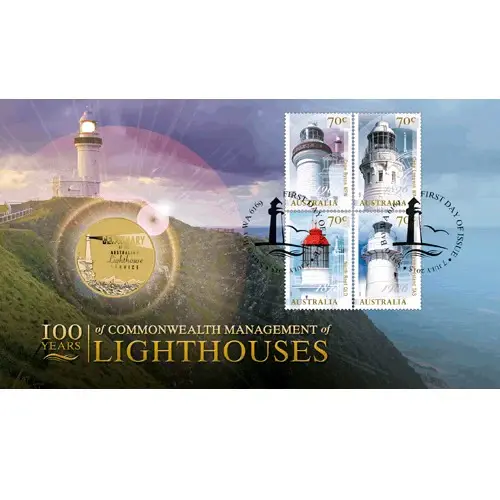 2015 $1 100 Years of Commonwealth Management of Lighthouses Coin & Stamp Cover PNC (PM)