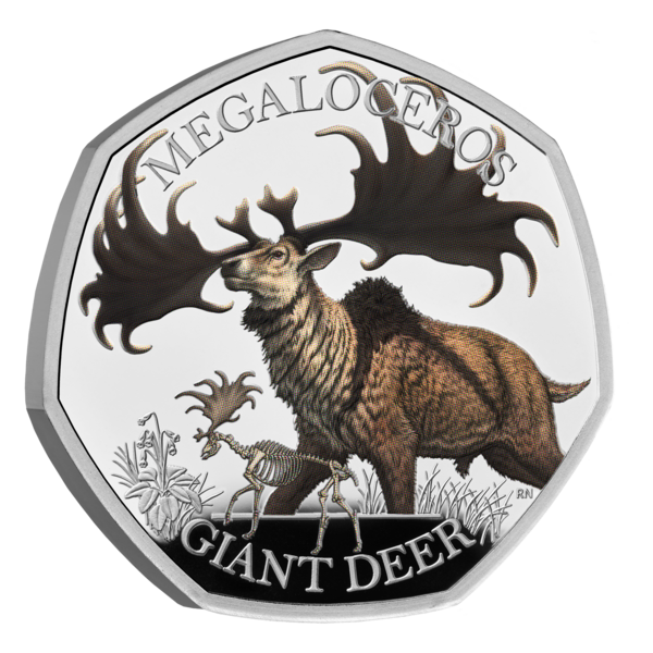 2024 50p Ice Age Giants - Giant Deer UK Silver Proof Colour Coin