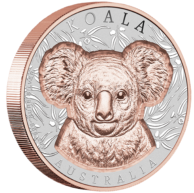  2025 Native Impressions - 1 Oz Silver Super Incused Rose Gold Koala Coin