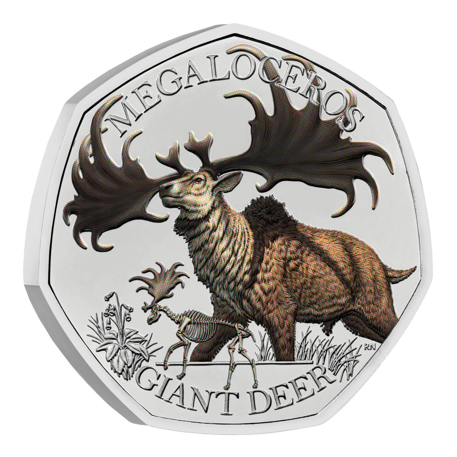 2024 Ice Age Giants - Giant Deer UK 50p Brilliant Uncirculated Colour Coin 