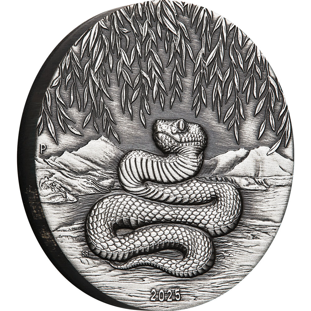 2025 Australian Lunar Series III Year of the Snake 2 Oz Silver Antiqued Coin