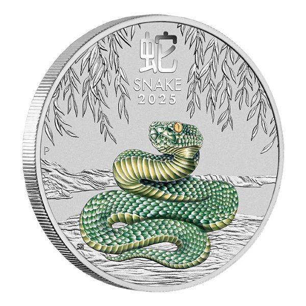 2025 ANDA Melbourne Money Expo Australian Lunar Series III Year of Snake 1oz Silver Coloured Coin