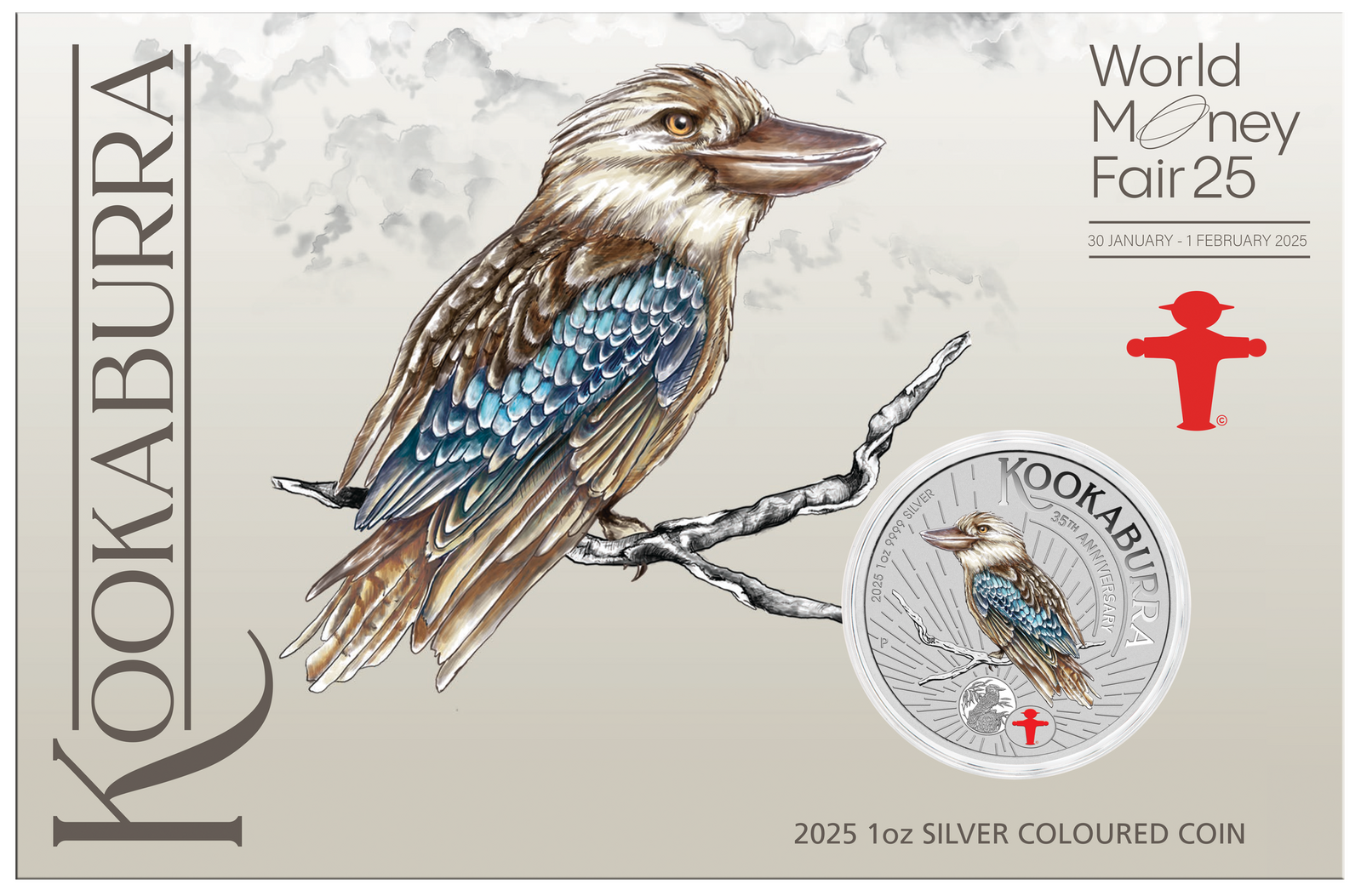 2025 World Money Fair Berlin - Show Special Australian Kookaburra 1oz Silver Coloured Coin