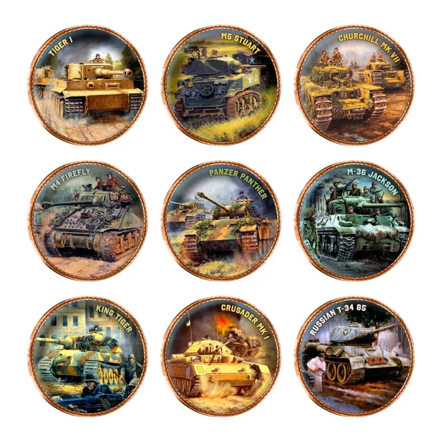 Second World War Tanks 9 Coin Enamel Penny Collection