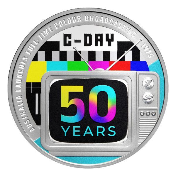 2025 $1 Colour TV in Australia 50th Anniversary 1 Oz Silver Proof Coin