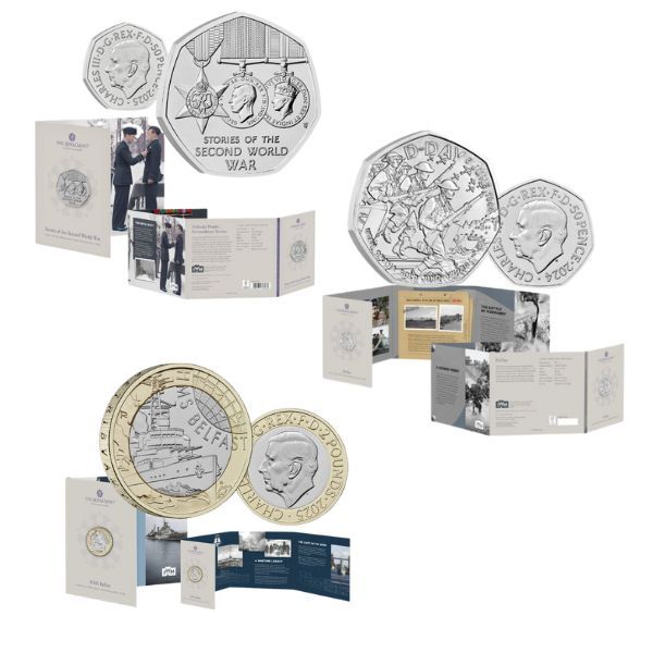 Royal Mint Second World War Combo (WWII) UK Brilliant Uncirculated Three-Coin Bundle