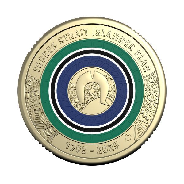 2025 $2 30th Anniversary of the Torres Strait Islander Flag 'C' Mintmark Coloured Uncirculated Coin In Card