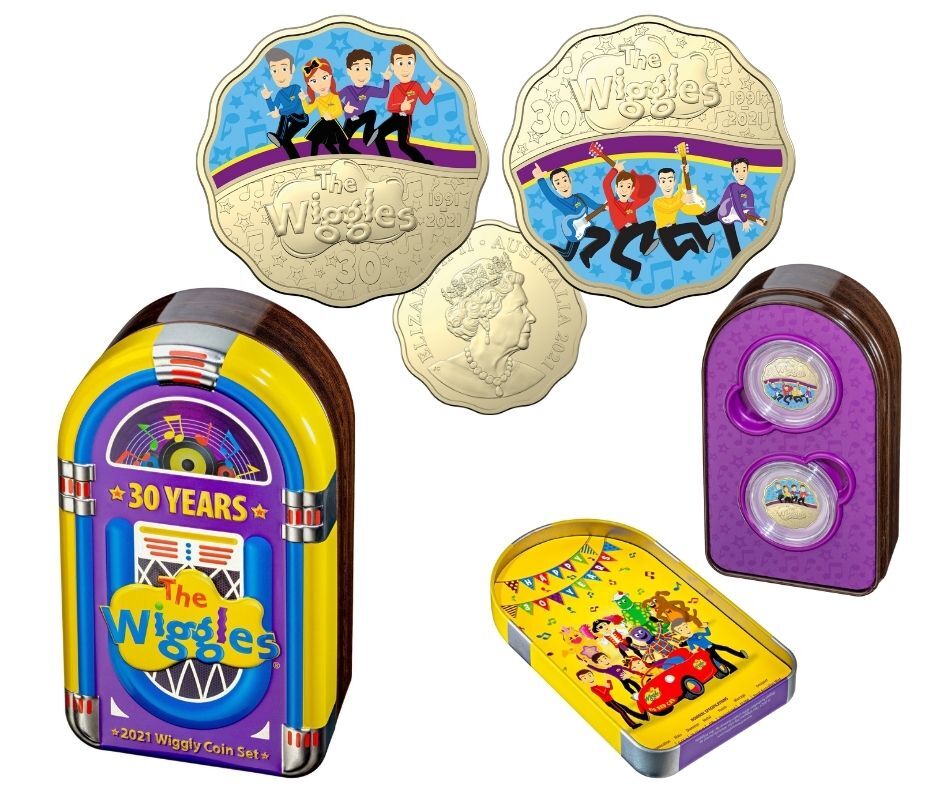 2021 30c Thirty Years Of The Wiggles Scalloped Two Coin Set Unc