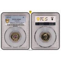 MS69 2021 $2 C Mintmark Indigenous Military Service PCGS Certification Number: 47128086