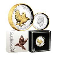 2024 $2 Australian Kookaburra 2oz Silver Proof High Relief Gilded Coin