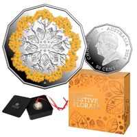 2024 50c Christmas Festive Florals Coloured Fine Silver Proof Coin