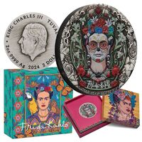 2024 Frida Kahlo 2 Oz  Silver Antiqued Coloured Coin