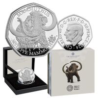 2024 50p Ice Age Giants Steppe Mammoth UK Silver Proof Coin