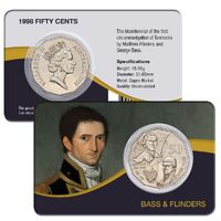 1998 50c Australia Bass & Flinders  Cupro-Nickel Uncirculated Coin Pack Style 2