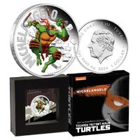 2024 Teenage Mutant Ninja Turtles Michaelangelo 1 Oz Silver Proof Coloured Coin