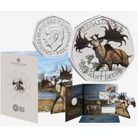 2024 Ice Age Giants - Giant Deer UK 50p Brilliant Uncirculated Colour Coin 