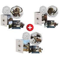 Complete 2024 50p Ice Age Giants- 3 Coin Set Coloured Brilliant Uncirculated COMBO