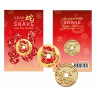 2025 Christmas Island Lunar New Year of the Snake Medallion in Card