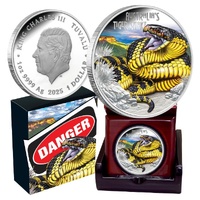 2025 $1 Deadly and Dangerous Tiger Snake 1 Oz Silver Proof Coin