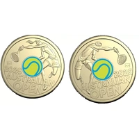 2025 $2 Yellow/Fluro Australian Open Men's + Women's Limited Edition Coloured Privy Mark Coin Pair