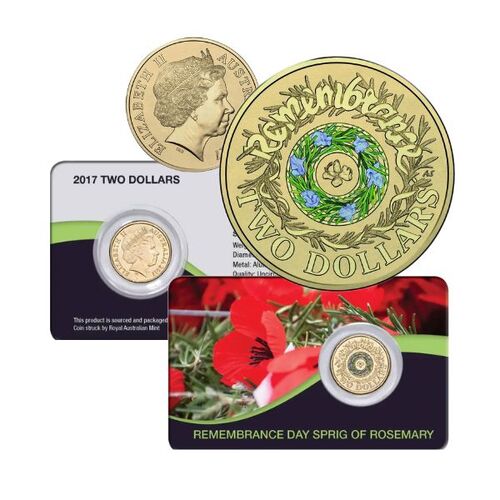 2017 $2 Remembrance Day Rosemary Sprig Coin Pack Style 2