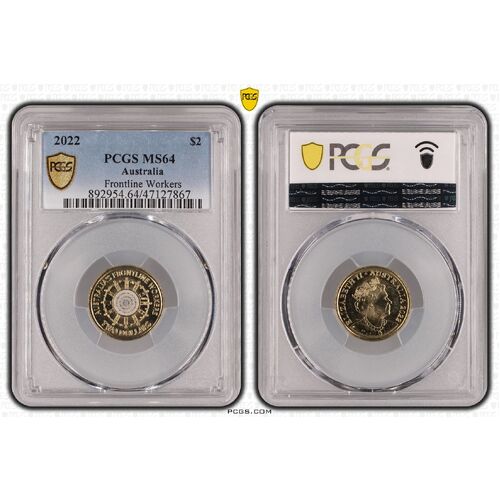 MS64 2022 $2 Frontline Workers PCGS PCGS Certification Number: 47127867