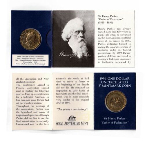 1996 $1 S Mintmark Sir Henry Parkes - Father Of Federation Uncirculated