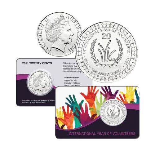 2011 20c International Year of Volunteers Cu-Ni Coin Pack Style 2