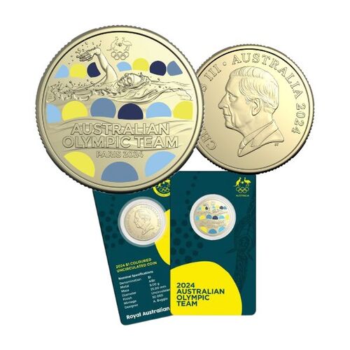  2024 $1 Australian Olympic Team Coloured Uncirculated Coin